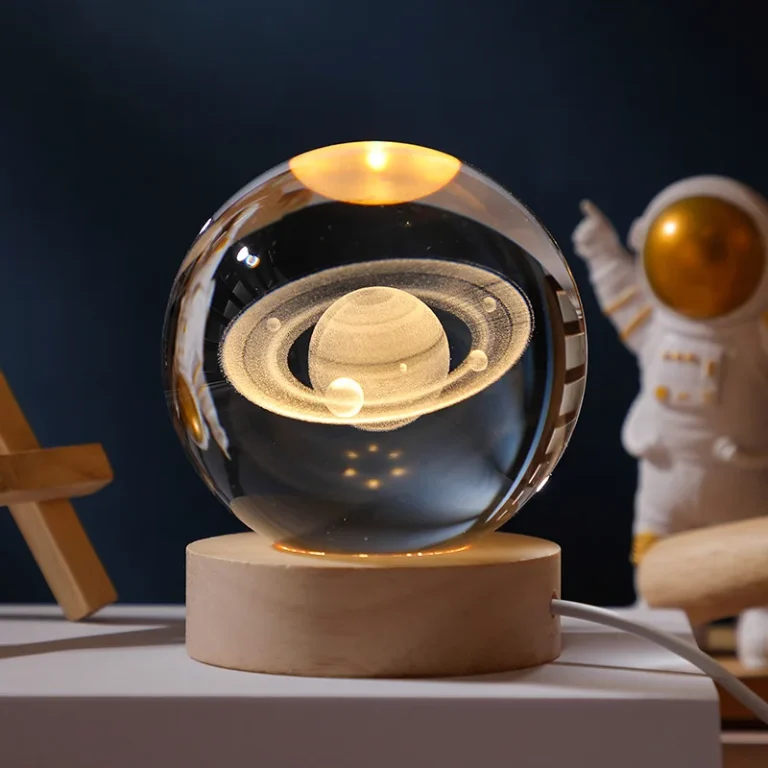 3D Crystal Planet Night Light – Laser-Engraved Solar System Globe with Warm Light | USB Powered - Image 6
