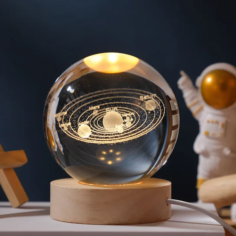 3D Crystal Planet Night Light – Laser-Engraved Solar System Globe with Warm Light | USB Powered - Image 8