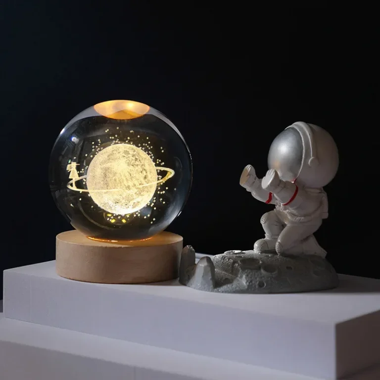 3D Crystal Planet Night Light – Laser-Engraved Solar System Globe with Warm Light | USB Powered - Image 9