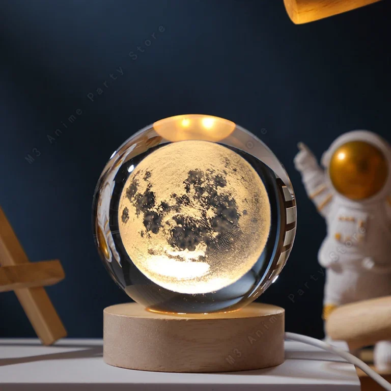 Mini 3D Crystal Galaxy Lamp – Planetary Night Light with Wooden Base (5cm) - Image 8