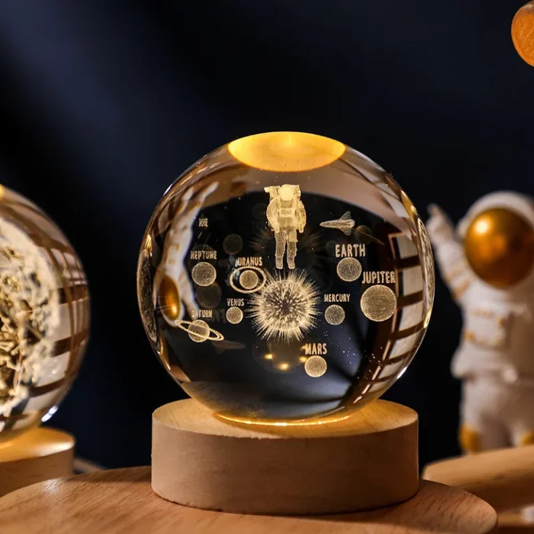 3D Crystal Planet Night Light – Laser-Engraved Solar System Globe with Warm Light | USB Powered - Image 10