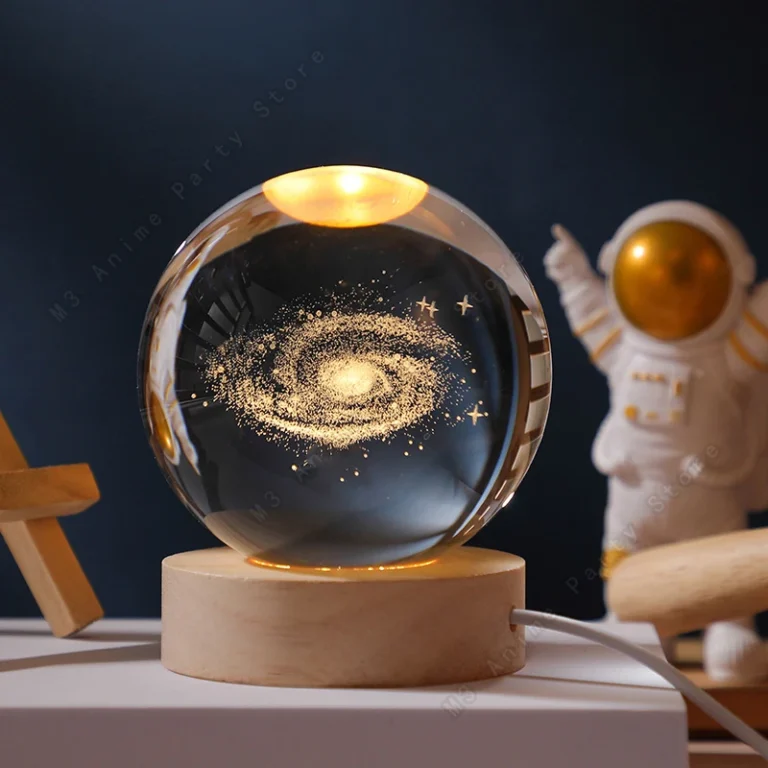 Mini 3D Crystal Galaxy Lamp – Planetary Night Light with Wooden Base (5cm) - Image 9