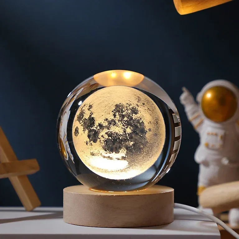 3D Crystal Planet Night Light – Laser-Engraved Solar System Globe with Warm Light | USB Powered - Image 3