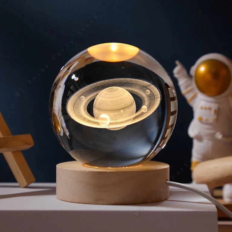 Mini 3D Crystal Galaxy Lamp – Planetary Night Light with Wooden Base (5cm) - Image 10