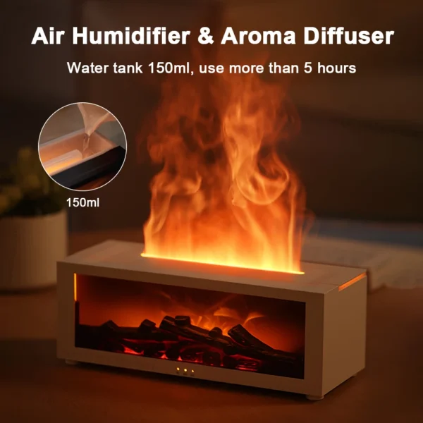 Aroma Humidifier with Flame Effect – LED Light & Remote Control - Image 2